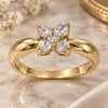 Oro Laminado Multi Stone Ring, Gold Filled Style Flower Design, with White Cubic Zirconia, Polished, Golden Finish, 5.166.016.08 (Size 8)