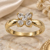 Oro Laminado Multi Stone Ring, Gold Filled Style Flower Design, with White Cubic Zirconia, Polished, Golden Finish, 5.166.016.09 (Size 9)