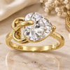 Oro Laminado Multi Stone Ring, Gold Filled Style Heart Design, with White Cubic Zirconia, Polished, Golden Finish, 5.167.017.09 (Size 9)