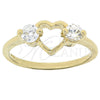 Oro Laminado Multi Stone Ring, Gold Filled Style Heart Design, with White Cubic Zirconia, Polished, Golden Finish, 5.167.031.08 (Size 8)
