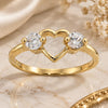 Oro Laminado Multi Stone Ring, Gold Filled Style Heart Design, with White Cubic Zirconia, Polished, Golden Finish, 5.167.031.09 (Size 9)