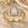 Oro Laminado Multi Stone Ring, Gold Filled Style with White Opal and White Cubic Zirconia, Polished, Golden Finish, 5.167.029.09 (Size 9)