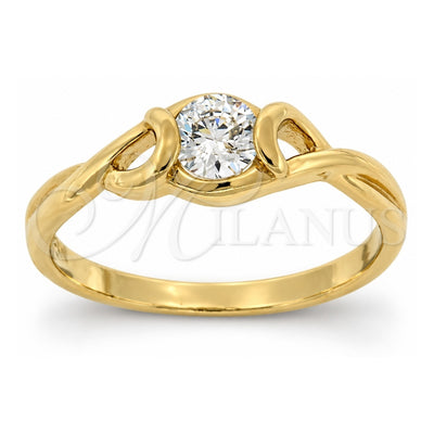 Oro Laminado Multi Stone Ring, Gold Filled Style Solitaire Design, with White Cubic Zirconia, Polished, Golden Finish, 5.166.023.08 (Size 8)