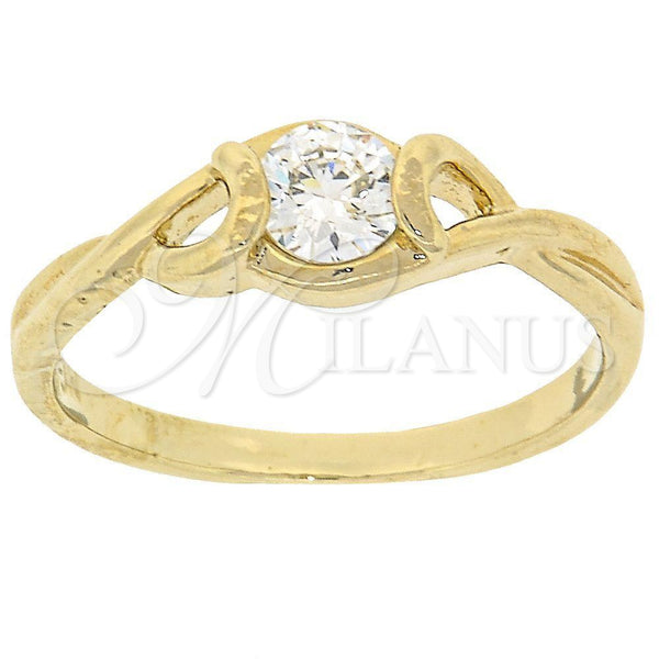 Oro Laminado Multi Stone Ring, Gold Filled Style Solitaire Design, with White Cubic Zirconia, Polished, Golden Finish, 5.166.023.09 (Size 9)