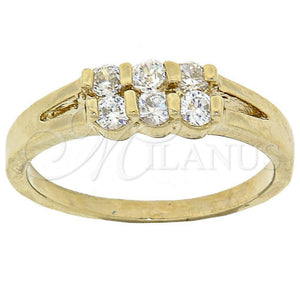 Oro Laminado Multi Stone Ring, Gold Filled Style with White Cubic Zirconia, Polished, Golden Finish, 5.167.027.07 (Size 7)