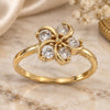 Oro Laminado Multi Stone Ring, Gold Filled Style Flower Design, with White Cubic Zirconia, Polished, Golden Finish, 5.167.032.09 (Size 9)