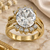 Oro Laminado Multi Stone Ring, Gold Filled Style Cluster Design, with White Cubic Zirconia, Polished, Golden Finish, 5.167.015.08 (Size 8)