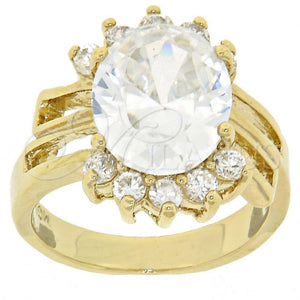 Oro Laminado Multi Stone Ring, Gold Filled Style Cluster Design, with White Cubic Zirconia, Polished, Golden Finish, 5.167.015.10 (Size 10)