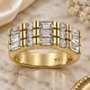 Oro Laminado Multi Stone Ring, Gold Filled Style with White Cubic Zirconia, Polished, Golden Finish, 5.054.015.09 (Size 9)