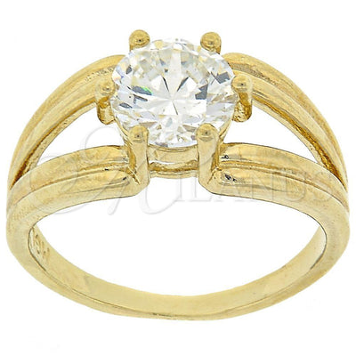 Oro Laminado Multi Stone Ring, Gold Filled Style with White Cubic Zirconia, Polished, Golden Finish for wholesale, main product view