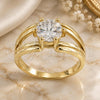 Oro Laminado Multi Stone Ring, Gold Filled Style with White Cubic Zirconia, Polished, Golden Finish, 5.167.003.09 (Size 9)