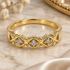 Oro Laminado Multi Stone Ring, Gold Filled Style with White Cubic Zirconia, Polished, Golden Finish, 5.174.023.07 (Size 7)