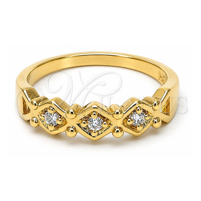 Oro Laminado Multi Stone Ring, Gold Filled Style with White Cubic Zirconia, Polished, Golden Finish, 5.174.023.09 (Size 9)