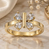 Oro Laminado Multi Stone Ring, Gold Filled Style Butterfly Design, with White Cubic Zirconia, Polished, Golden Finish, 5.165.034.09 (Size 9)