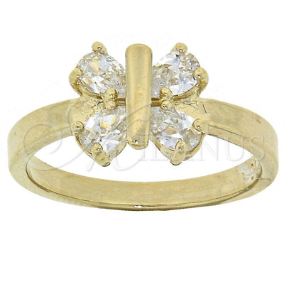 Oro Laminado Multi Stone Ring, Gold Filled Style Butterfly Design, with White Cubic Zirconia, Polished, Golden for wholesale, main product view