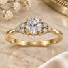 Oro Laminado Multi Stone Ring, Gold Filled Style Flower Design, with White Cubic Zirconia, Polished, Golden Finish, 5.166.035.07 (Size 7)