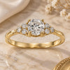 Oro Laminado Multi Stone Ring, Gold Filled Style Flower Design, with White Cubic Zirconia, Polished, Golden Finish, 5.166.035.08 (Size 8)