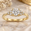 Oro Laminado Multi Stone Ring, Gold Filled Style Flower Design, with White Cubic Zirconia, Polished, Golden Finish, 5.166.035.09 (Size 9)