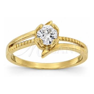 Oro Laminado Multi Stone Ring, Gold Filled Style Solitaire Design, with White Cubic Zirconia, Diamond Cutting Finish, Golden Finish, 5.166.022.08 (Size 8)