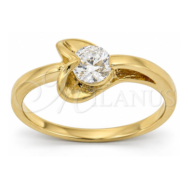 Oro Laminado Multi Stone Ring, Gold Filled Style Heart Design, with White Cubic Zirconia, Polished, Golden Finish, 5.166.029.07 (Size 7)