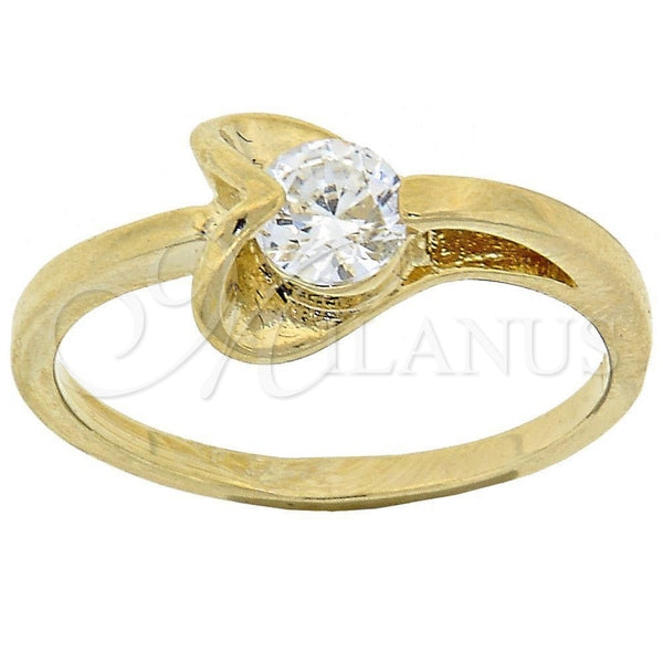 Oro Laminado Multi Stone Ring, Gold Filled Style Heart Design, with White Cubic Zirconia, Polished, Golden Finish, 5.166.029.07 (Size 7)
