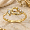 Oro Laminado Multi Stone Ring, Gold Filled Style Flower Design, with White Cubic Zirconia, Polished, Golden Finish, 5.165.033.07 (Size 7)