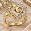 Oro Laminado Multi Stone Ring, Gold Filled Style Heart Design, with White Cubic Zirconia, Polished, Golden Finish, 5.054.010.07 (Size 7)