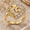Oro Laminado Multi Stone Ring, Gold Filled Style Heart and Baguette Design, with White Cubic Zirconia, Polished, Golden Finish, 5.054.010.08 (Size 8)