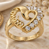 Oro Laminado Multi Stone Ring, Gold Filled Style Heart Design, with White Cubic Zirconia, Polished, Golden Finish, 5.054.010.09 (Size 9)