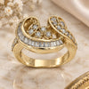 Oro Laminado Multi Stone Ring, Gold Filled Style Baguette Design, with White Cubic Zirconia, Polished, Golden Finish, 5.054.014.08 (Size 8)