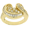 Oro Laminado Multi Stone Ring, Gold Filled Style Baguette Design, with White Cubic Zirconia, Polished, Golden Finish, 5.054.014.08 (Size 8)