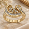 Oro Laminado Multi Stone Ring, Gold Filled Style with White Cubic Zirconia, Polished, Golden Finish, 5.054.014.09 (Size 9)