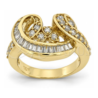 Oro Laminado Multi Stone Ring, Gold Filled Style with White Cubic Zirconia, Polished, Golden Finish, 5.054.014.09 (Size 9)