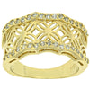 Oro Laminado Multi Stone Ring, Gold Filled Style Flower Design, with White Micro Pave, Polished, Golden Finish, 5.166.005.08 (Size 8)