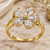 Oro Laminado Multi Stone Ring, Gold Filled Style Flower Design, with White Cubic Zirconia, Polished, Golden Finish, 5.172.026.07 (Size 7)