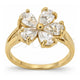 Oro Laminado Multi Stone Ring, Gold Filled Style Flower Design, with White Cubic Zirconia, Polished, Golden Finish, 5.172.026.08 (Size 8)