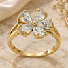 Oro Laminado Multi Stone Ring, Gold Filled Style Flower Design, with White Cubic Zirconia, Polished, Golden Finish, 5.172.026.09 (Size 9)