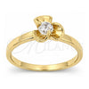 Oro Laminado Multi Stone Ring, Gold Filled Style Flower Design, with White Cubic Zirconia, Polished, Golden Finish, 5.166.025.07 (Size 7)