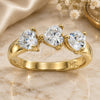 Oro Laminado Multi Stone Ring, Gold Filled Style Heart Design, with White Cubic Zirconia, Polished, Golden Finish, 5.165.024.07 (Size 7)