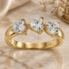 Oro Laminado Multi Stone Ring, Gold Filled Style Heart Design, with White Cubic Zirconia, Polished, Golden Finish, 5.165.024.08 (Size 8)