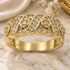 Oro Laminado Multi Stone Ring, Gold Filled Style Hugs and Kisses Design, with White Cubic Zirconia, Polished, Golden Finish, 5.166.010.08 (Size 8)