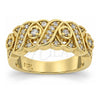 Oro Laminado Multi Stone Ring, Gold Filled Style Hugs and Kisses Design, with White Cubic Zirconia, Polished, Golden Finish, 5.166.010.09 (Size 9)
