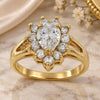 Oro Laminado Multi Stone Ring, Gold Filled Style Teardrop and Cluster Design, with White Cubic Zirconia, Polished, Golden Finish, 5.055.010.07 (Size 7)