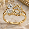 Oro Laminado Multi Stone Ring, Gold Filled Style Bow Design, with White Cubic Zirconia, Polished, Golden Finish, 5.167.016.07 (Size 7)
