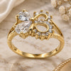 Oro Laminado Multi Stone Ring, Gold Filled Style Bow Design, with White Cubic Zirconia, Polished, Golden Finish, 5.167.016.09 (Size 9)