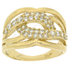 Oro Laminado Multi Stone Ring, Gold Filled Style Twist Design, with White Cubic Zirconia, Polished, Golden Finish, 5.173.008.09 (Size 9)