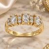 Oro Laminado Multi Stone Ring, Gold Filled Style with White Cubic Zirconia, Polished, Golden Finish, 5.165.030.09 (Size 9)