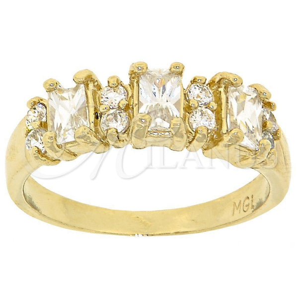 Oro Laminado Multi Stone Ring, Gold Filled Style with White Cubic Zirconia, Polished, Golden Finish, 5.165.030.09 (Size 9)