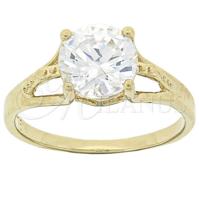 Oro Laminado Multi Stone Ring, Gold Filled Style Solitaire Design, with White Cubic Zirconia, Polished, Golden for wholesale, main product view