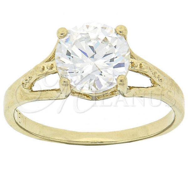 Oro Laminado Multi Stone Ring, Gold Filled Style Solitaire Design, with White Cubic Zirconia, Polished, Golden Finish, 5.167.028.09 (Size 9)